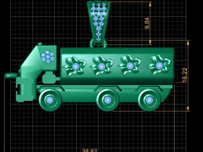 TRAILER TRUCK PENDANT 3D PRINTABLE MODEL  3D print model purchase