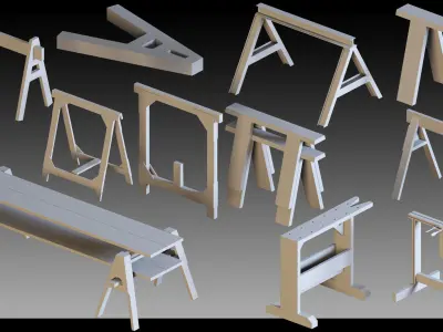 70 Wooden Props- Kitbash- High detail 3d models Low-poly 3D model