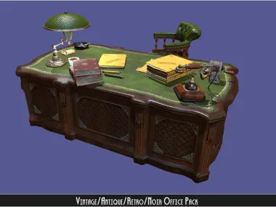 Vintage Office Asset Pack Low-poly 3D model