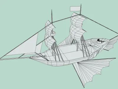 Airship pirate ship Low-poly 3D model