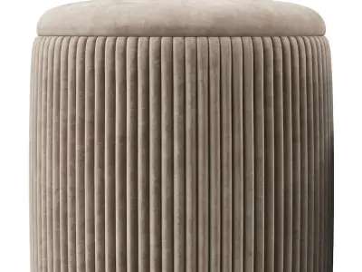 Channeled Grey Storage Ottomans  Set of 2 3D model