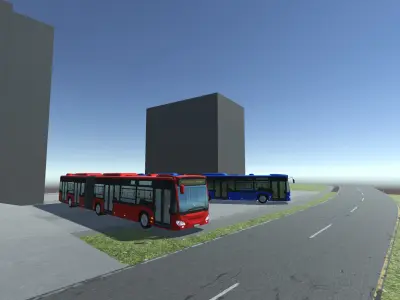 Long Bus with interior Low-poly 3D model