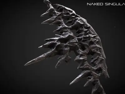 Frozen Halberd Medieval dark fantasy weapon Low-poly 3D model