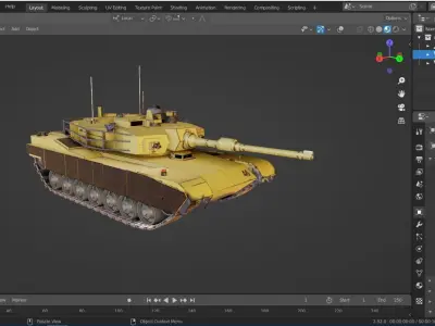 Army tank Low-poly 3D model