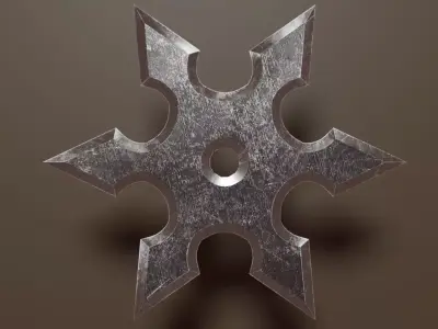 Shuriken metal sword Low-poly 3D model