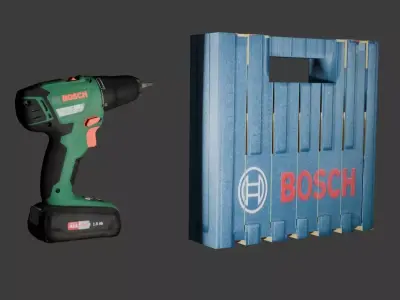 Drill machine Low-poly 3D model get