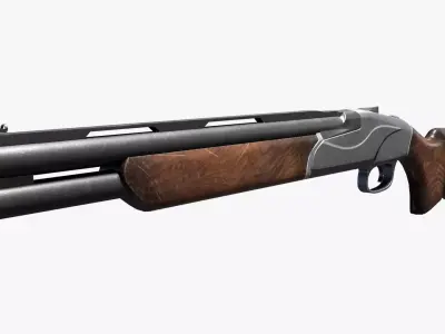 Shotgun Low-poly 3D model 2
