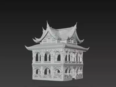 3D Traditional Chinese House Architecture Model 3D print model