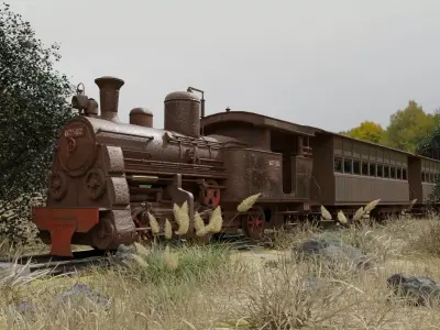 Old abandoned train B2502 3D model