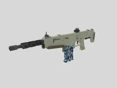 no brand low poly assault rifle 3 Low-poly 3D model