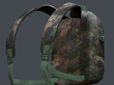 Backpack military combat Black baggage Low-poly Low-poly 3D model purchase
