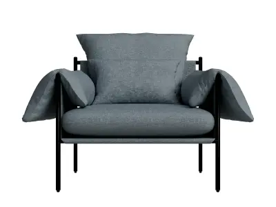 Blue Fabric Lounge Chair 3D model