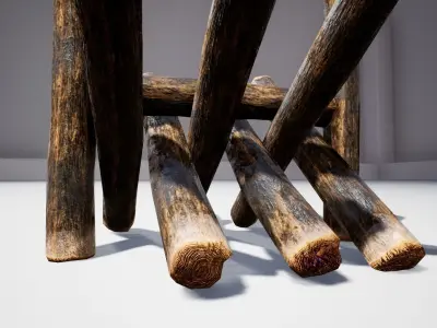 Medieval Wooden Barricade Low-poly 3D model