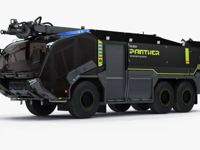 Rosenbauer Panther 6x6 Rigged Airport Fire Truck 3D model