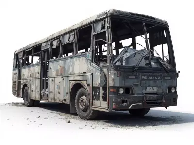 Wrecked City Bus Post Apocalyptic 3D Model Low-poly 3D model purchase