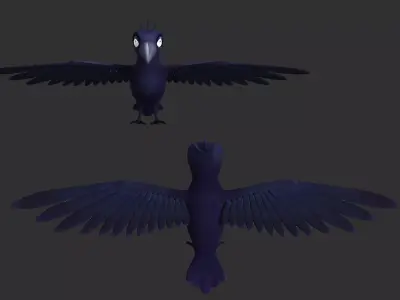 cartoon bird crow 3D model