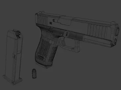 G pistol low poly  Low-poly 3D model
