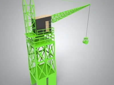 Industrial and port crane Low-poly 3D model