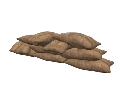 Sandbags Barricade Low-poly 3D model