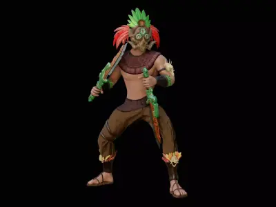 Jungle warrior Free low-poly 3D model