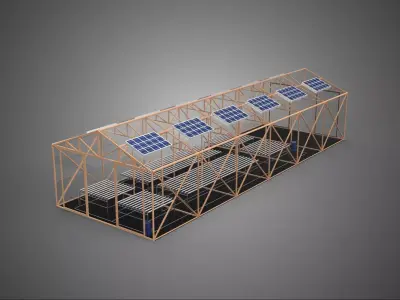 SOLAR PANEL HYDROPONIC AEROPONIC GREENHOUSE GLASSHOUSE FARM 3D model