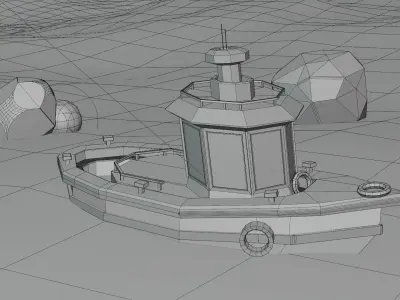 Boat Water Doodles  Low-poly 3D model