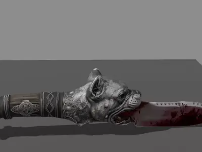 DVL3DStudio Survival Knife Gore Pitbull Low Poly Game Ready Low-poly 3D model