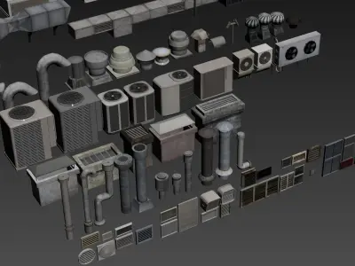 ventilation and roof components - 165 items Free 3D model