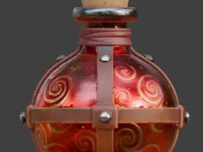 Stylized Fantasy Health Potion 3D Model Low-poly 3D model