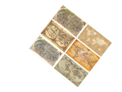 Old World Maps Set 3D model