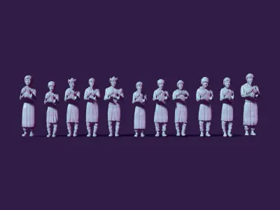 Nomads in prayer for the crowd 3D print model