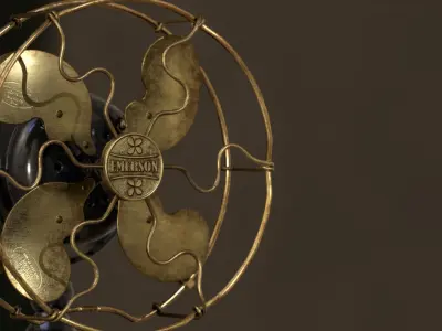 Vintage Desk Fan PBR Game-Ready Low-poly 3D model