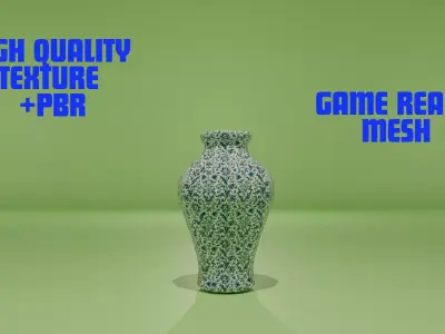High-Quality Game Ready Traditional Japanese Porcelain Vase Low-poly 3D model