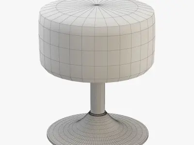 White Faux Fur Stool 3D model
