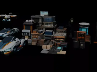 Futuristic City Dummy Asset Pack  VehiclesDronesBuildingsProps 3D model
