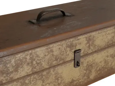 Vintage old wooden tool box 3D model