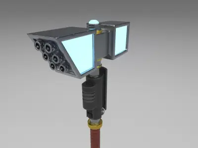 Stylized sci-fi force hammer Low-poly 3D model