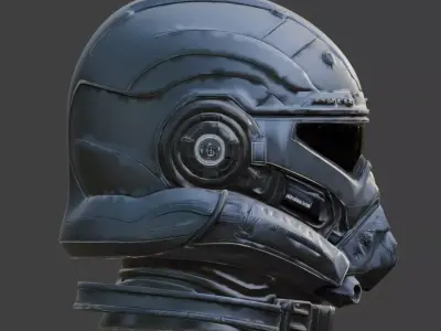 Cyber-Synthetic Heavy Vanguard Helmet 3D Model Low-poly 3D model