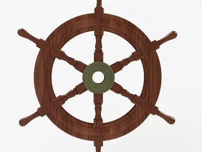 Wooden ship wheel  3D model