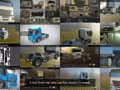 2-Axis Truck High and Low-Poly Version 3D Model Pack