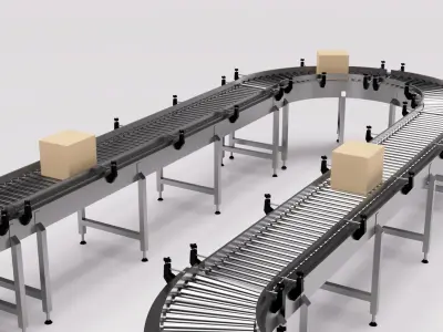 Roller Conveyor Belt 3D Model Assembly 3D model