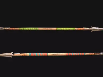 Medieval Wooden Spear Lance Weapon Armory Low-poly 3D model