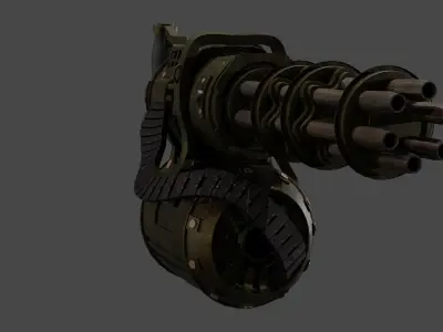 Apocalyptic Minigun Low-poly 3D model