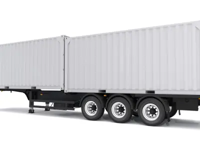 Chassis Semi Trailer with Shipping Containers 3D model