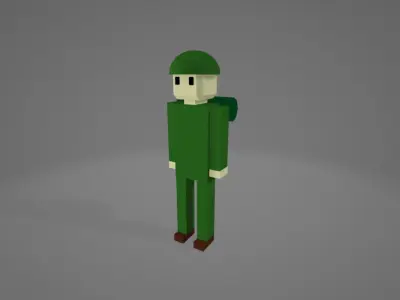 winter and forest solider Low-poly 3D model