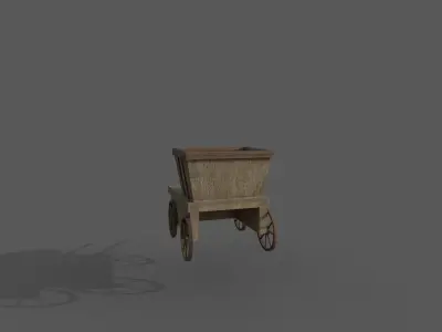 wood wagon 3D model Low-poly 3D model