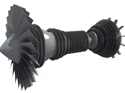 Jet Turbine Turbofan 3D model