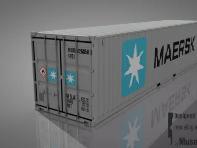 Shipping Container 40DV Rigged 3D model