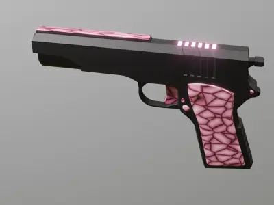 gun girl pink weapon pistol Low-poly 3D model