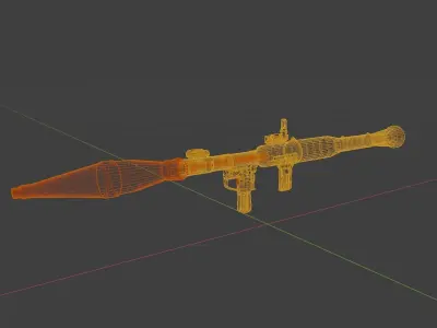 RPG-7 two grenade launchers on wooden wall 3D model